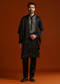 Black Kurta Set For Men With Metal Embroidery