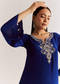 Blue Crepe Kurta Set With Silver Zardosi And Asymmetrical Cut