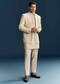 Cream Silk Kurta Jacket Set For Men With Dense Embroidery