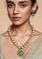 Gold Modern Polki Pendant Necklace and Earring Set