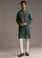 Green Modal Kurta Set For Men With Hand Embroidery