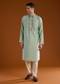 Green Resham Embroidered Mens Kurta Pant Set