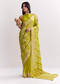 Green Satin Saree With Zari Vine Design