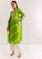 Green Silk Leheriya Kurta Set With Moti Work