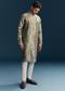 Grey Silk Kurta Set With Thread And Mirror Work