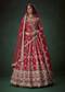 Maroon Silk Bridal Lehenga Set with Two Duapattas