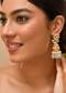 Mint Green Gold Earrings With Pachi Kundan