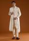 Off White Embroidered Silk Sherwani Kurta Set with Dupatta