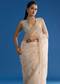 Off White Glass Tissue Saree With Embroidered Scallop Border