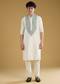 Off White Mens Kurta Set With Thread Work