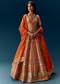 Orange Banarasi Embroiderede Bridal Lehenga With Dupatta