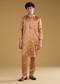 Orange Mens Kurta Set With Thread Motif Detail