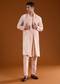 Peach Appliue Embroidered Mens Kurta Pant Set
