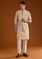 Peach Mens Chanderi Jacket and Kurta Set