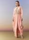 Pink Cowl Draped Gown and Jacket Set