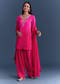Pink Crepe Kurta Set With Zardosi Work And Farzi Pants