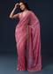 Pink Kora Silk Saree With Cutdana Beads And Stone Embroidery