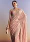 Pink Satin Saree With Scalloped Embroidery