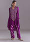 Purple Silk Co-Ord Set With Traditional Bandhani And Leheriya Print