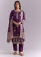 Purple Silk Kurta Set With Banarasi Weave