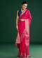 Rani Pink Dola Silk Saree With Woven Border And Pallu