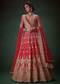Red Bead Embellished Bridal Lehenga Set