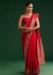 Red Dola Silk Saree With Zari Woven Borders And Pallus
