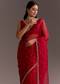 Red Glass Tissue Saree With Cutdana And Sequins Scallop Border