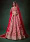 Red Sequin and Resham Embellished Bridal Lehenga Set in Silk