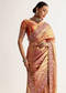 Rust Orange Tissue Saree With Heavily Embroidered Border And Pallu