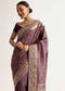 Rust Pink Tissue Saree With Zardosi Sequin Embroidery