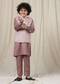 Kalki Woodrose Purple Kurta Set With Printed Bandi Jacket In Silk For Boys