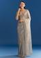 Grey Organza Tissue Saree With Embellished Scallop Border