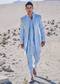 Turquoise Embroidered Linen Sherwani Suit