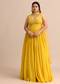Sweetheart Neck Yellow Embroidered Anarkali Suit With Choker Dupatta