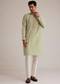 Pista Green Silk Kurta Set With Thread Embroidery