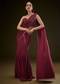 Maroon Corset Embroidered Blouse With Pre Stitched Draped Saree