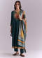 Teal Silk Anarkali Suit With Embroidery And Printed Patch Work