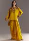 Yellow Tussar Silk Kurta Skirt With Beads And Threadwork