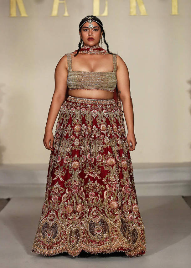Maroon Silk Bridal Lehenga With Zardosi And Patch Work