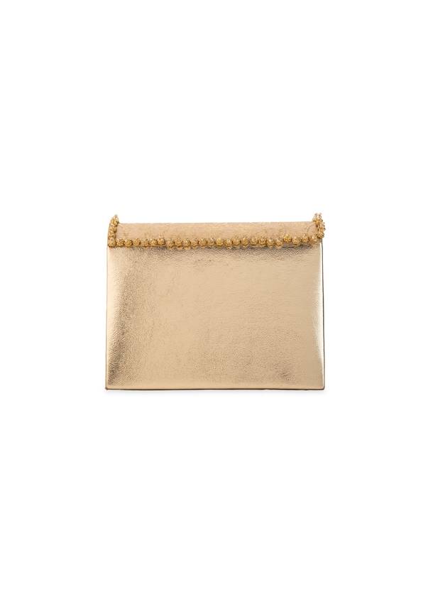 Peach Zari and Kundan Embellished Flap Bag