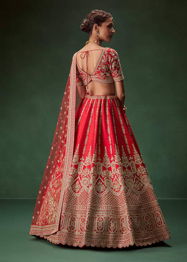 Rani Bridal Lehenga With Zardozi And Thread Embroidery