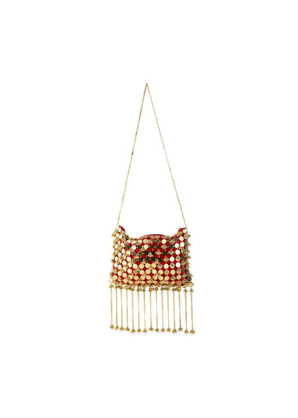 Red Mirror Disc Tassel Bag
