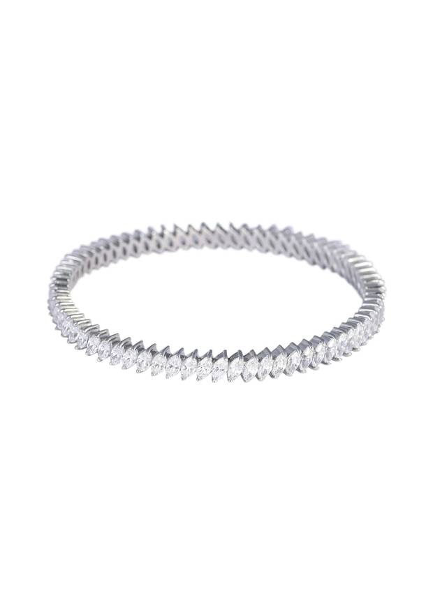 92.5 Sterling Silver White Zirconia Bangles Set of 2