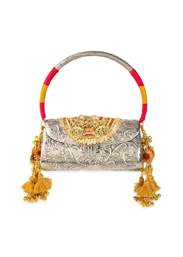 Silver and Gold Embossed Metal Bag