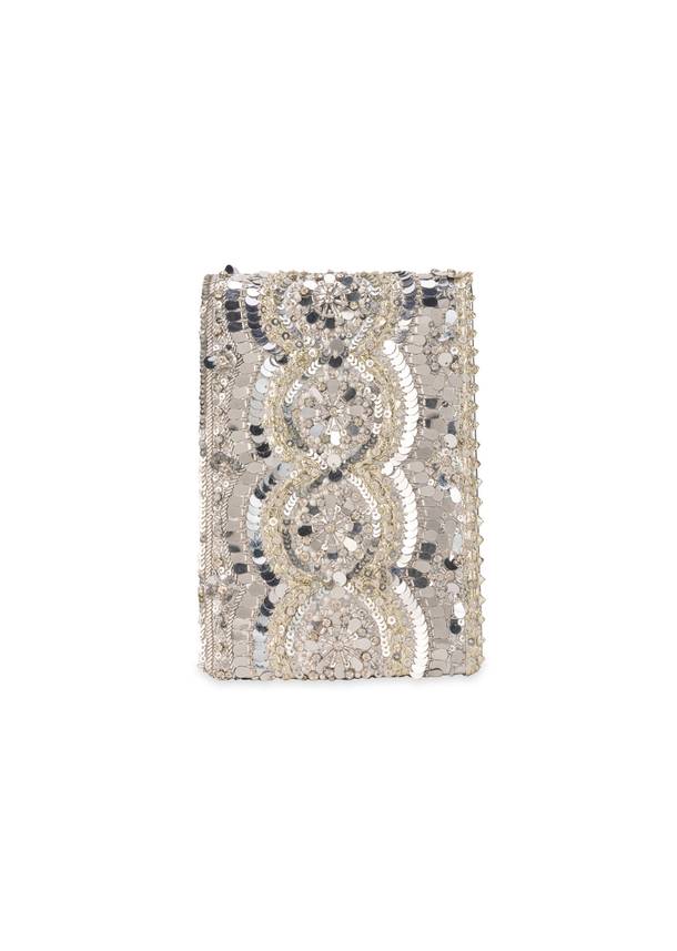 Silver Mirror Embellished Flap Bag