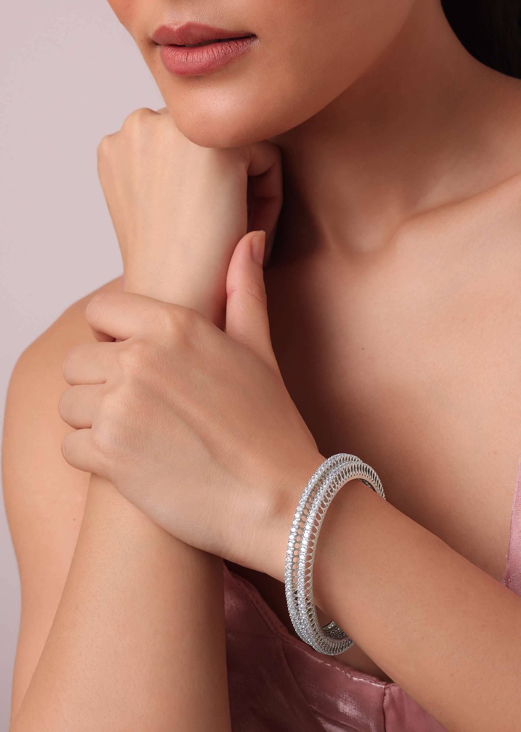 Buy 92.5 Sterling Silver Bangles Set of 2| KALKI Fashion India