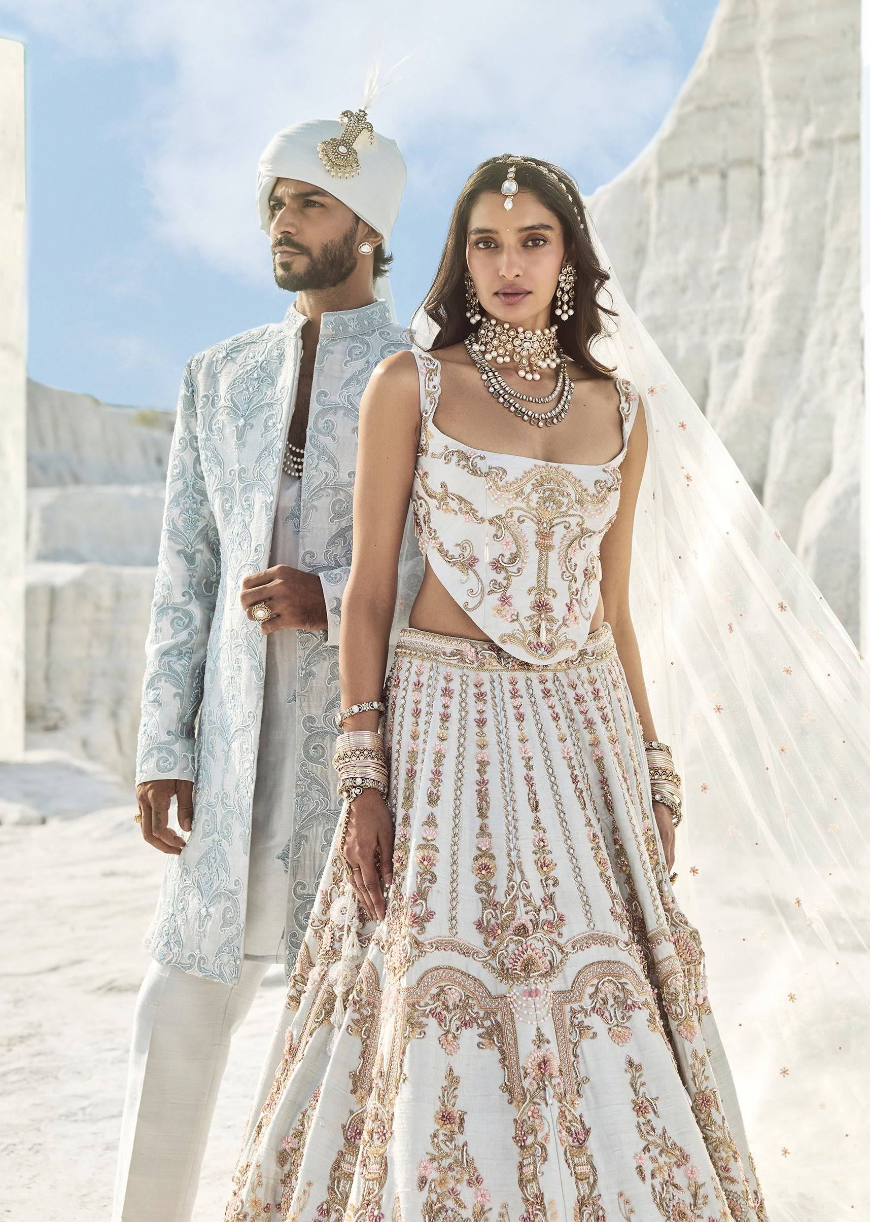 Lehenga Choli Ivory Engagement Dress Ivory Gold Lehenga Set