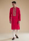 Pink Silk Kurta Set With Thread Resham Work