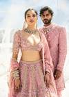 Blush Pink Romance — Bridal Lehenga For Her And Sherwani For Him